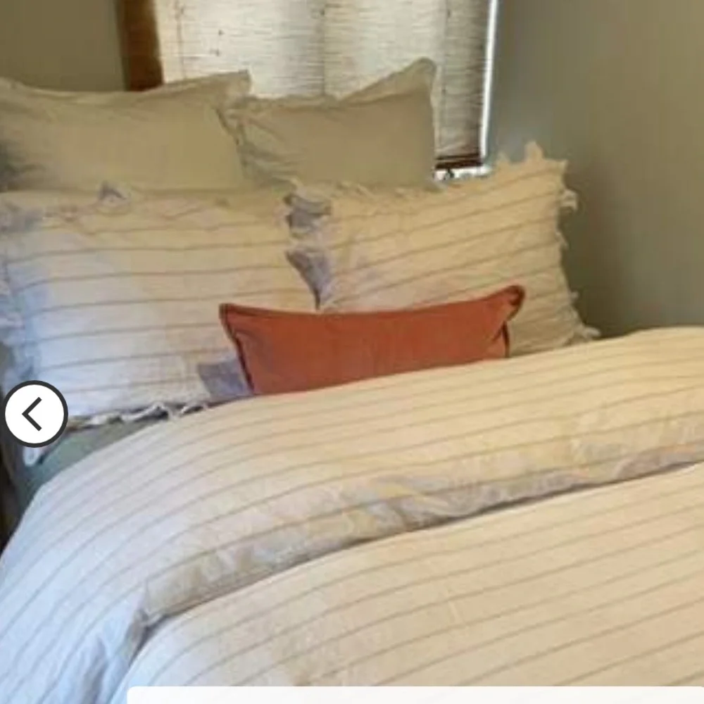 Yarn Dye Stripe with Ruffle Duvet Cover & Sham Set White/Khaki - ThStudio McGee